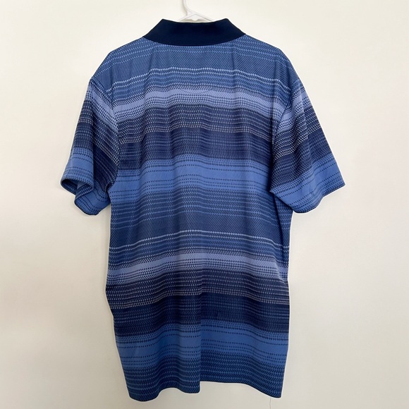 PGA Tour Golf Polo Shirt Blue Black Striped Short Sleeve Button Collar XXL - Picture 3 of 4
